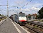 Lineas Lokomotive 186 505-4 (91 80 6186 505-4 D-Rpool) Gleis 2 Bahnhof Bad Bentheim 27-08-2025.

Lineas locomotief 186 505-4 (91 80 6186 505-4 D-Rpool) spoor 2 station Bad Bentheim 27-08-2025.