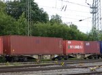 Sggrs Gelenk-Containertragwagen der AAE (Ahaus Alsttter Eisenbahn AG) mit Nummer 37 RIV 80 D-AAEC 4950 781-7 Rangierbahnhof Gremberg, Porzer Ringstrae, Kln 09-07-2016    Sggrs gelede