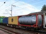 Sgns74 Drehgestell-Containertragwagen der AAE (Ahaus Alsttter Eisenbahn) mit Nummer 33 RIV 68 D-AAEC 4556 220-4 Bahhof Salzbergen 16-09-2021.