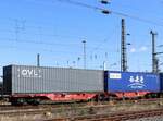 Sggrs DB Cargo Gelenk-Containertragwagen mit Nummer 31 RIV 80 D-DB 4850 100-7 G�terbahnhof Oberhausen West 11-07-2024.