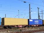 Sggrss DB Cargo Gelenk-Containertragwagen mit Aufschrift  Railion  und Nummer 31 RIV 80 D-DB 4960 143-4 G�terbahnhof Oberhausen West 11-07-2024.