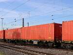 Sgnss MFD Rail Drehgestell-Containertragwagen mit Nummer 37 TEN 80 D-MFDR 4563 7337-7 G�terbahnhof Oberhausen West 18-10-2024.