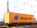 Lgs Containertragwagen aus Tschechien. Güterbahnhof Oberhausen West, Deutschland 22-09-2016.

Lgs containerwagen uit Tsjechië. Goederenstation Oberhausen West, Duitsland 22-09-2016.