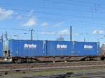Sgnss Drehgestell-Containertragwagen mit Nummer 31 RIV 80 DB 4556 152-5 Güterbahnhof Oberhausen West 12-03-2020.