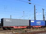 Sggrs DB Cargo Gelenk-Containertragwagen mit Nummer 31 RIV 80 D-DB 4850 100-7 Gterbahnhof Oberhausen West 11-07-2024.