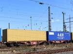 Sggrss DB Cargo Gelenk-Containertragwagen mit Aufschrift  Railion  und Nummer 31 RIV 80 D-DB 4960 143-4 Gterbahnhof Oberhausen West 11-07-2024.