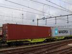 Sggrs GATX Gelenk-Containertragwagen aus der Schweiz mit Nummer 33 TEN 85 CH-GATXD 4850 160-4 Bahnhof 7 Bahnhof Venlo, Niederlande 24-07-2025.