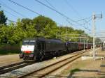 MRCE locomotief 189 990 trekt met zusterlok een beladen kolentrein. Dordrecht 18-07-2013.