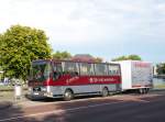 MAN Gppel Augsburg Reisebus met Fahrradanhnger der firma Sieckendiek aus Deutschland.