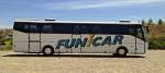 Dieser Bova Futura von Funicar aus der Schweiz war am 2.7.2013 auf einem Busparkplatz in der Camargue in S�dfrankreich abgestellt.