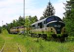 Gut versteckt mit wenig Aussicht auf baldige Einsätze stehen die BLDX Litra MX 1019, die CFL Cargo 1816 und die 1820 weit ab vom Regelverkehr abgestellt in einem kleinen Wald in Padborg.