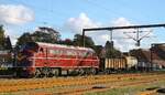 DSB MY 1135 schiebt die DSB 3 Museumsgüterwagen wieder in die Güterhalle, Pattburg 9.10.2022 