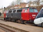 DSB Litra MZ 1401 (Bj 1967, 3300PS, 117t) wurde in Aarhus eingesetzt als Zuglok (ähnlich wie die 218.8 für die ICE's) für die IC4 Triebwagen die noch nicht einsatzbereit oder ohne