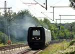 Nein, er brennt nicht...DSB MFA/FF/MFB 50/54/5286 dieselt hier als EC nach Aarhus in Schleswig ein.