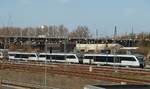 Nagelneu und frisch im Dienst die neuen Triebwagen der DSB der Reihe Litra MQ(Desiro 335kw), hier stehen MQ 41/4928,29 und 30 abgestellt in der Abstellgruppe Aarhus st. 11.04.2011 