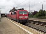 111 215 verlässt am 10.09.14 mit ihrem RegionalExpress nach Braunschweig Minden.