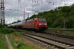 Mit einigen Kesselwagen im Anhang fhrt 152 091 am 31.07.23 in Gremberg ein.