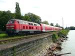 218 496 verlsst am 08.07.2012 den Bodenseedamm und damit den Bahnhof Lindau.