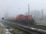 261 063 hat ihre bergabe in Grorudestedt gemacht und ist nun auf dem Gegengleis auf dem Weg zurck nach Erfurt Gbf, 5.2.14.