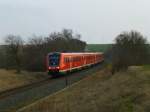 612 107 und 612 XXX im Thüringer Becken bei Illeben, 7.3.16