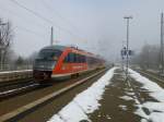 642 730 als RE 10 nach Magdeburg im oberen Bahnhofsteil von Smmerda, 5.2.14