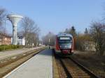 RE 10 (Erfurt - Magdeburg) am 11.3.14 bei der Ausfahrt in Klostermannsfeld.