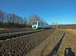 Die VT 002 und 003 der EB streben am 12.3.14 bei Erfurt-Bischleben westwrts.