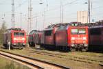 Railion 145 046-9 steht als Sonderfahrt abgestellt im Kombiwerk Rostock-Seehafen.16.10.2011