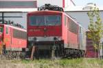 155 042-5 abgestellt im BW Rostock-Seehafen.01.05.2012