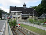 Der Kopfbahnhof Lauscha,mit den Gleisen aus Sonneberg und Ernsthal,am 01.September 2021.