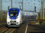 Ein dreiteiliger Talent 2 von National Express mit der Nummer 655 (9480 9 442 655-8 D-NXG) ist am 26.11.15 auf Testfahrt in Hamm/Westf.