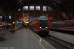 RB54 (RB 26112/RB 17871) von Leipzig Hbf nach Lutherstadt Wittenberg über Dessau im weihnachtlichen Leipziger Hbf und geschoben hatte die 143 034-7. 30.11.2013