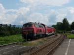 218 438 durchfhrt am 29.07.2011 den Bahnhof Nonnenhorn am Bodensee.