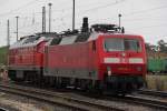 120 138-3+234 278-0 kurz vor dem zurcksetzen im Bahnhof Stendal.27.08.2011