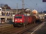 185 305 durchfhrt mit einem Gterzug Wuppertal-Oberbarmen 20.02.2010