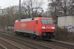 152 077-4 als Leerfahrt nach Maschen bei der Durchfahrt im Bahnhof Hamburg-Harburg.10.03.2012