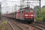 151 113-8 mit dem Erzbomber nach Hamburg-Hansa Port bei der Durchfahrt in Hamburg-Harburg.28.07.2012