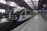 VT 615 als MRB80173 von Leipzig Hbf nach Bad Lausick kurz vor der Ausfahrt im Leipziger Hbf.13.04.2013