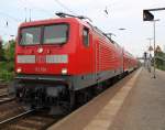 DB-Regio 112 106-0(ex BW Cottbus jetzt BW Rostock)steht mit S1 von Rostock Hbf nach Warnemnde im Bahnhof Rostock-Bramow.(12.05.2011)