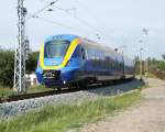 Triebwagen X60(62007)NorrTag als berfhrung nach Schweden in Hhe Rostock Hbf.21.09.2011