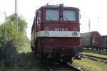 142 110-6 abgestellt in der neuen Ausfahrgruppe Rostock-Seehafen Sd.28.09.2011