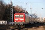 114 038 als DB-Diensfahrt mit Warnemnde-Express von Warnemnde nach Rostock Hbf der Zug fhrt morgen Abend 19.03 Uhr ab Warnemnde.14.01.2012