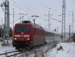 101 078-4 mit IC2184 von Hannover Hbf nach Ostseebad Binz bei der Einfahrt im Rostocker Hbf.09.02.2012