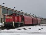 291 901-7+3xDB-Schenker Wagen beim Rangieren im Rostocker Seehafen.12.02.2012