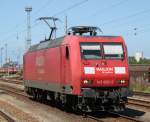 145 002-2 bei der Durchfahrt im Haltepunkt Rostock-Toitenwinkel.03.08.2012 