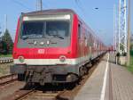 Halberstdter Steuerwagen steht als RE 38591 Warnemnde-Berlin Hbf(tief)  im Bahnhof Warnemnde.(09.10.10)