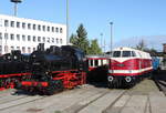 89 008 und 118 118-8 waren zu den Schweriner Modellbahn-Tagen draußen zur Besichtigung.29.09.2018