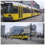 Zwei unterschiedliche Stra�enbahn der BVG