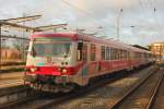 Der Sonderzug mit evb VT 150 und VT 154 zum Weihnachtsmarkt nach Rostock war mit Verspätung in dem Rostocker Hauptbahnhof am 12.12.2015 eingefahren.