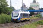 Am 11.08.2012 fuhr der NWB - VT 648 361 durch den Bf Tostedt und hat laut Zugzielanzeige  Duisburg - Ruhrort  noch einen langen Weg vor sich!